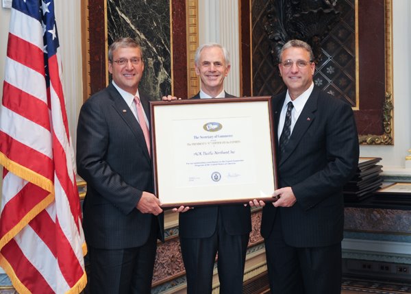 Michaeld N. Gombos Jr., Secretary of Commerce John E. Bryson, and John M. Gombos